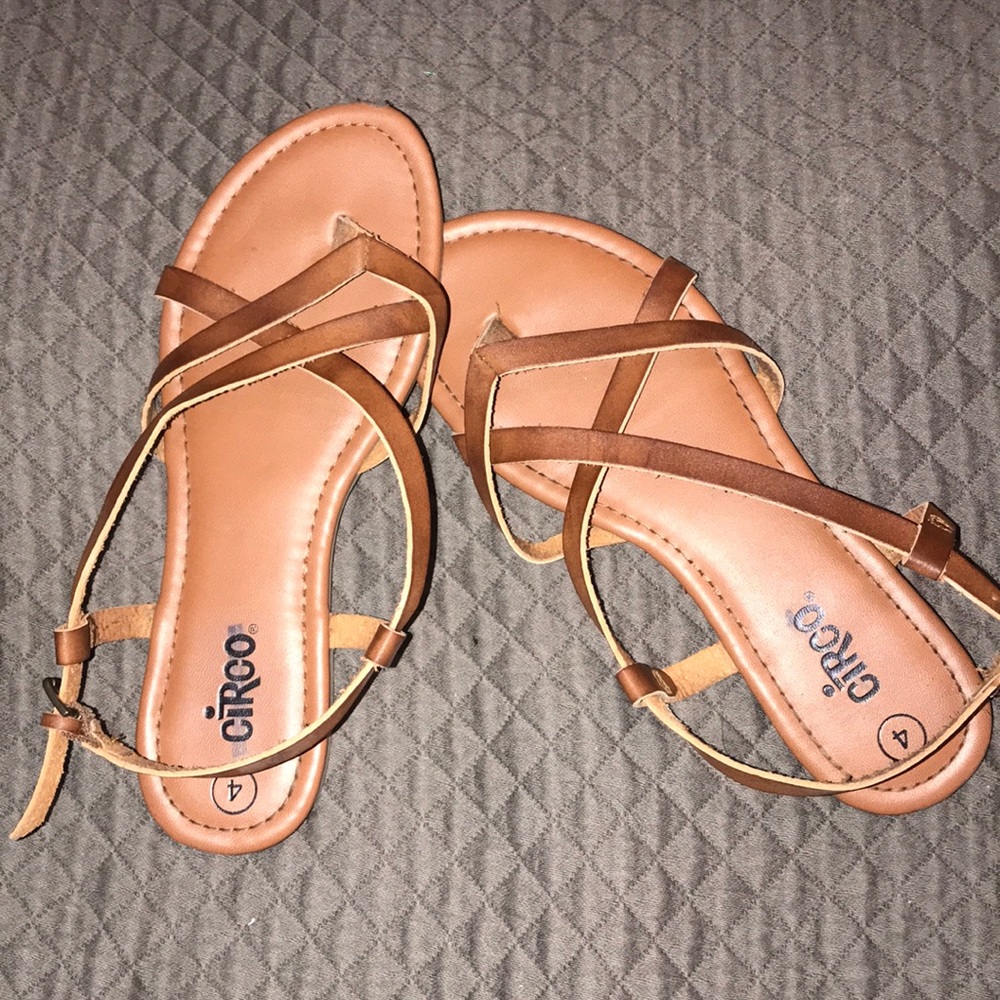 Tan criss cross sandals